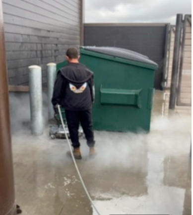 DUMPSTER PAD CLEANING/DEGREASING AT LOCAL FAVORITE RESTAURANT IN GARDEN CITY, KANSAS